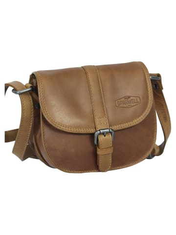SPARWELL Leder-Umhängetasche "Kreative Kiara" in Hellbraun - (B)19 x (H)16 x (T)10 cm