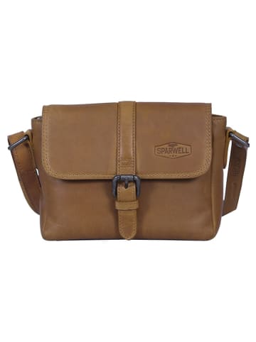 SPARWELL Leren schoudertas "Kreative Kayla" lichtbruin - (B)20 x (H)15 x (D)7 cm