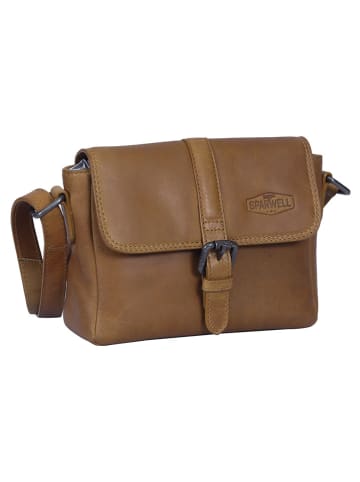 SPARWELL Leder-Umhängetasche "Kreative Kayla" in Hellbraun - (B)20 x (H)15 x (T)7 cm