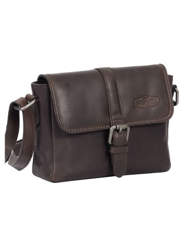 SPARWELL Leder-Umhängetasche "Kreative Kayla" in Braun - (B)20 x (H)15 x (T)7 cm