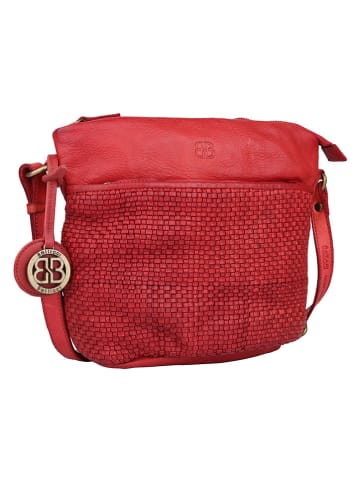 SPARWELL Leder-Umhängetasche "Enid" in Rot - (B)27 x (H)24 x (T)10 cm