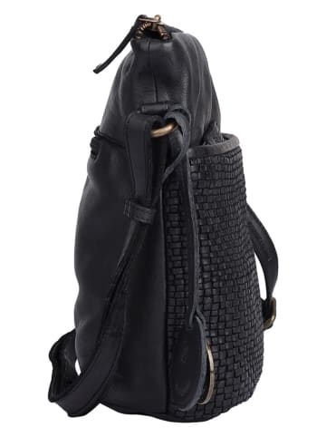 Bellicci Leren schoudertas "Enid" zwart - (B)27 x (H)24 x (D)10 cm