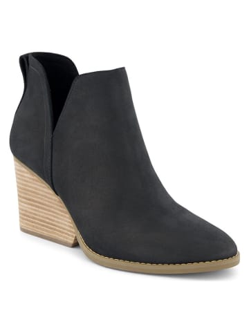 TOMS Skórzane botki w kolorze granatowym na obcasie