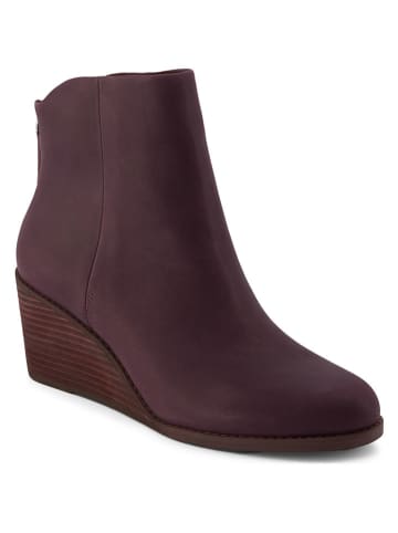 TOMS Leder-Keilstiefletten paars