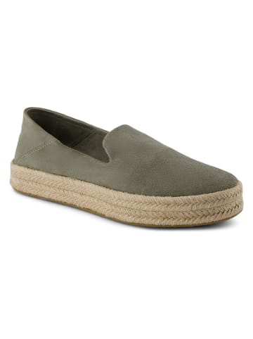 TOMS Leren espadrilles kaki