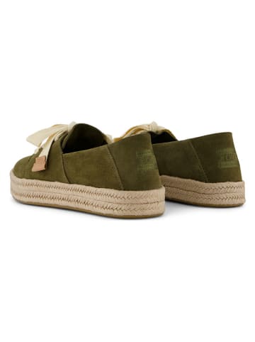 TOMS Leren espadrilles kaki