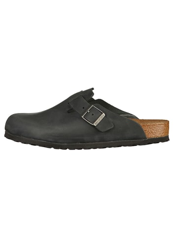 Birkenstock Skórzane chodaki "Boston" w kolorze czarnym