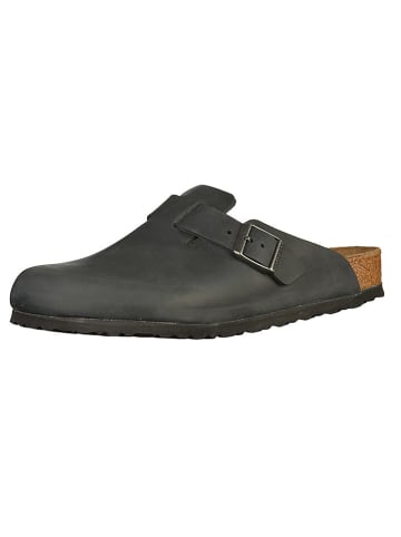Birkenstock Skórzane chodaki "Boston" w kolorze czarnym