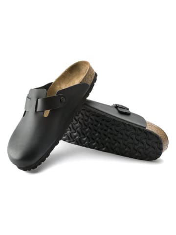 Birkenstock Leder-Clogs "Boston" in Schwarz - Weite N