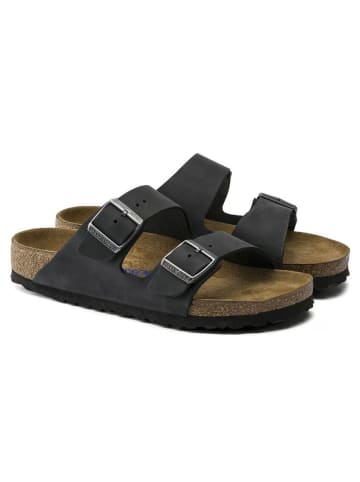 Birkenstock Leder-Pantoletten "Arizona" in Schwarz - Weite N