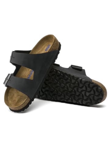 Birkenstock Leder-Pantoletten "Arizona" in Schwarz - Weite N