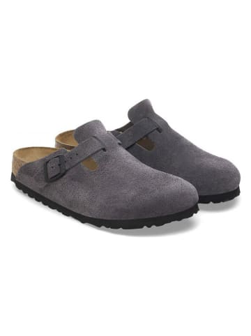 Birkenstock Leder-Clogs "Boston Leve" in Grau
