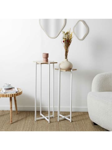 THE HOME DECO FACTORY 2-delige set: bijzettafels lichtbruin/wit