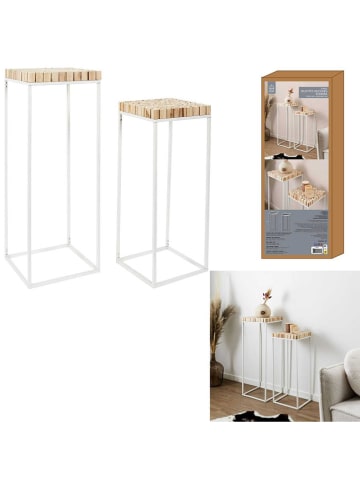 THE HOME DECO FACTORY 2er-Set: Beistelltische in Natur/ Weiß