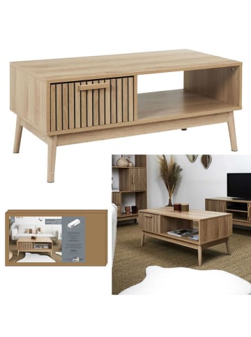 THE HOME DECO FACTORY Couchtisch "Klaus" in Hellbraun - (B)100 x (H)43 x (T)50 cm
