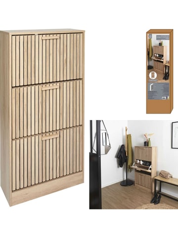 THE HOME DECO FACTORY Schuhschrank in Hellbraun - (B)60 x (H)113 x (T)24 cm