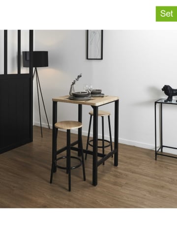 THE HOME DECO FACTORY 3tlg. Set: Esstisch in Beige/ Schwarz