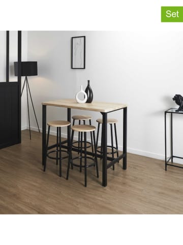 THE HOME DECO FACTORY 5-delige set: eettafel beige/zwart