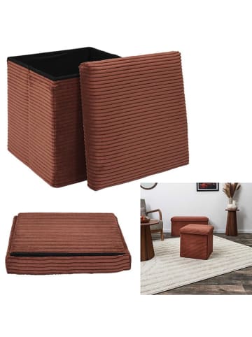 THE HOME DECO FACTORY Hocker w kolorze brązowym ze schowkiem - 28 x 38 x 38 cm