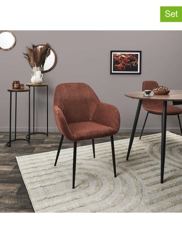 THE HOME DECO FACTORY Fotele (2 szt.) w kolorze czerwono-pomarańczowym - 59 x 85 x 55,7 cm