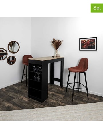 THE HOME DECO FACTORY 2-delige set: barkrukken rood/oranje - (B)46,5 x (H)100,5 x (D)49,5 cm