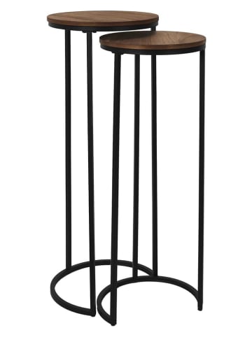 THE HOME DECO FACTORY 2-delige set: bijzettafels bruin/zwart