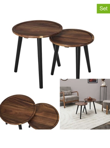 THE HOME DECO FACTORY Set van twee bijzettafels bruin