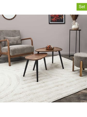 THE HOME DECO FACTORY Set van twee bijzettafels bruin/zwart