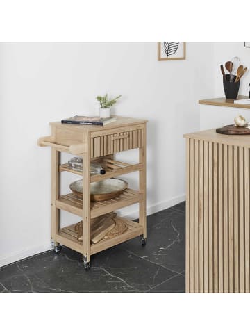 THE HOME DECO FACTORY Keukenwagen "Klaus" lichtbruin - (B)65 x (H)84,5 x (D)40 cm