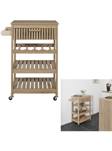 THE HOME DECO FACTORY Küchenwagen "Klaus" in Hellbraun - (B)65 x (H)84,5 x (T)40 cm