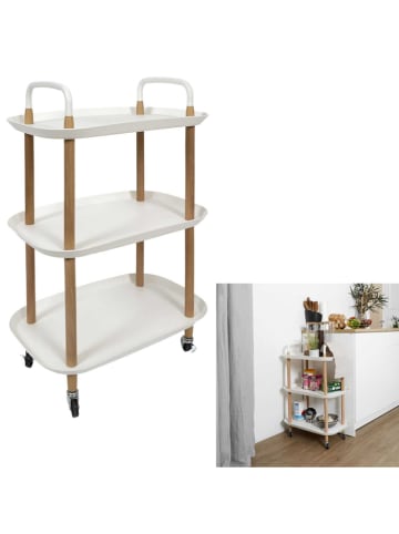 THE HOME DECO FACTORY Küchenwagen ''Kaleo'' in Weiß/ Hellbraun - (B)56 x (H)81 x (T)35,5 cm