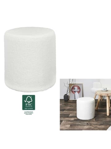 THE HOME DECO FACTORY Pouf in Weiß - (H)35 x Ø 35 cm