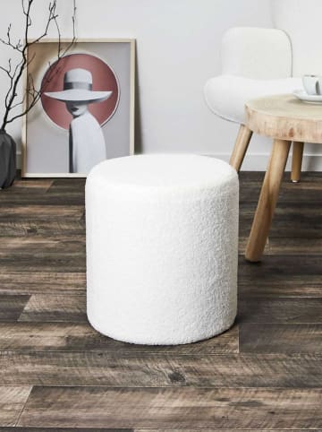 THE HOME DECO FACTORY Pouf in Weiß - (H)35 x Ø 35 cm