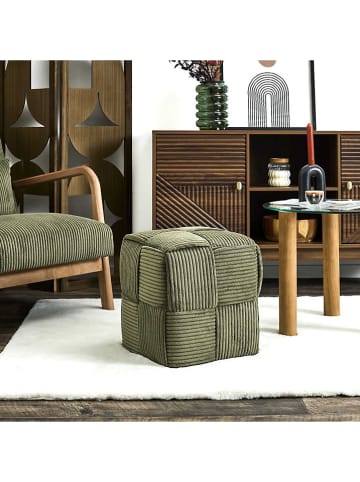 THE HOME DECO FACTORY Puf w kolorze khaki - 36 x 38 cm