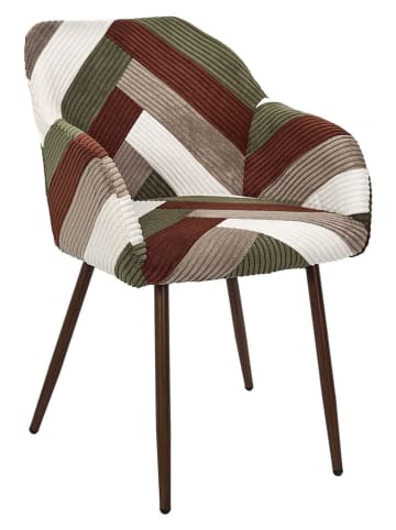 THE HOME DECO FACTORY Gestoffeerde stoel bruin/grijs/wit - (B)62 x (H)84 x (D)59 cm