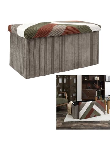 THE HOME DECO FACTORY Aufbewahrungsbank in Beige/ Khaki/ Weiß - (B)76 x (H)38 x (T)38 cm