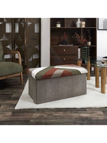 THE HOME DECO FACTORY Opbergbank beige/kaki/wit - (B)76 x (H)38 x (D)38 cm