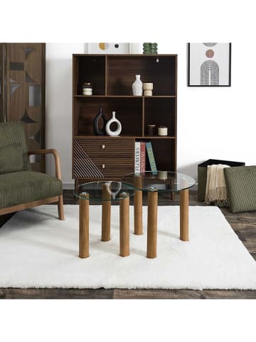 THE HOME DECO FACTORY Set van twee bijzettafels transparant/lichtbruin