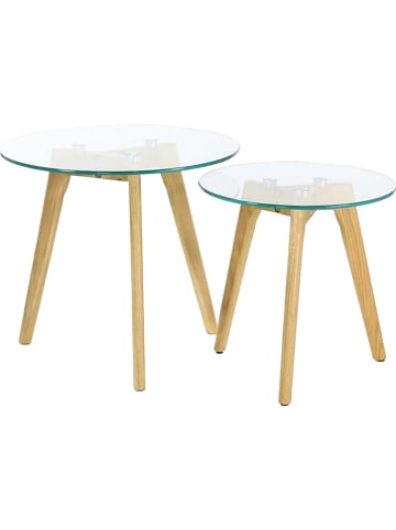 THE HOME DECO FACTORY 2er-Set: Beistelltische in Natur/ Transparent