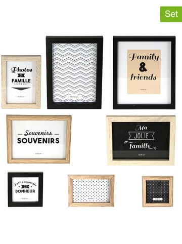 THE HOME DECO FACTORY 8-delige set: fotolijsten naturel/zwart
