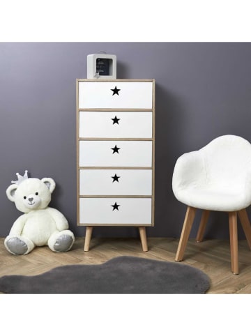 The Home Deco Kids Komoda "Like a star" w kolorze biało-brązowym - 40 x 91 x 24 cm