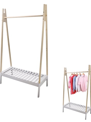 The Home Deco Kids Kledingrek wit/naturel - (B)100 x (H)170 x (D)46 cm