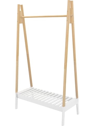 The Home Deco Kids Wieszak w kolorze biało-brązowym na ubrania - 100 x 170 x 46 cm