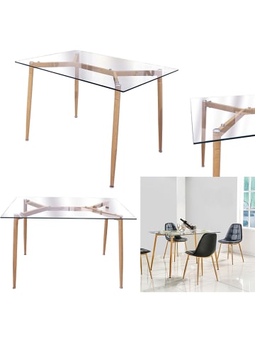 THE HOME DECO FACTORY Eettafel transparant/naturel - (L)115 x (B)75 x (H)75 cm