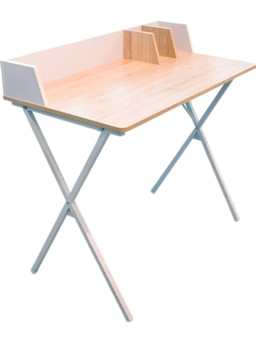 THE HOME DECO FACTORY Bureau wit/naturel - (B)90 x (H)84 x (D)50 cm