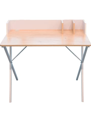 THE HOME DECO FACTORY Biurko w kolorze biało-jasnobrązowym - 90 x 84 x 50 cm