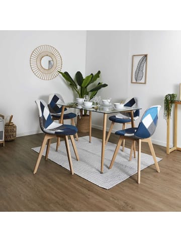 THE HOME DECO FACTORY Esszimmerstuhl "Patchwork" in Blau/ Grau - (B)57,8 x (H)86,5 x (T)47 cm