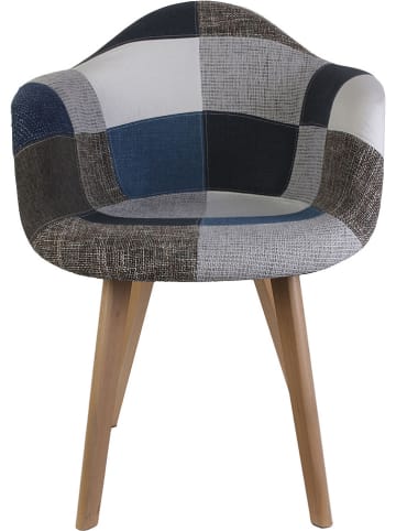 THE HOME DECO FACTORY 2-delige set: eetkamerstoelen grijs/blauw - (B)64,5 x (H)85 x (D)59 cm
