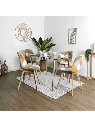 THE HOME DECO FACTORY Esszimmerstuhl "Patchwork" in Gelb/ Grau - (B)57,8 x (H)86,5 x (T)47 cm