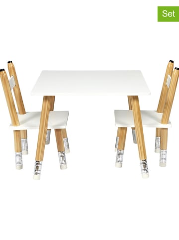 The Home Deco Kids 3-delige set: zitgroep "Crayon" wit/naturel